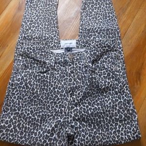 Current Elliot Leopard Print Raw Hem Pants